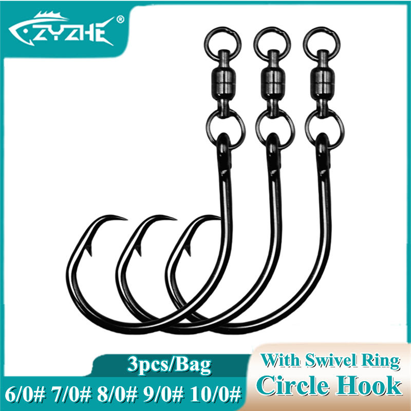 Fishing Hook Offset - ZYZHE 3pcs/Bag Circle Hooks With Swivel