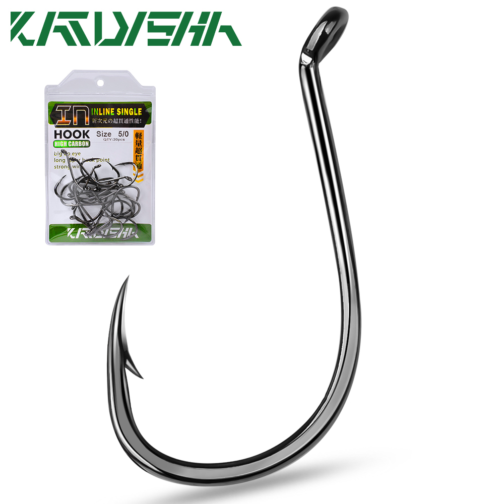 Fishing Hook Offset - KATYUSHA 100PCS J Hooks 1/0-2/0-3/0-4/0-5/0# Barbed