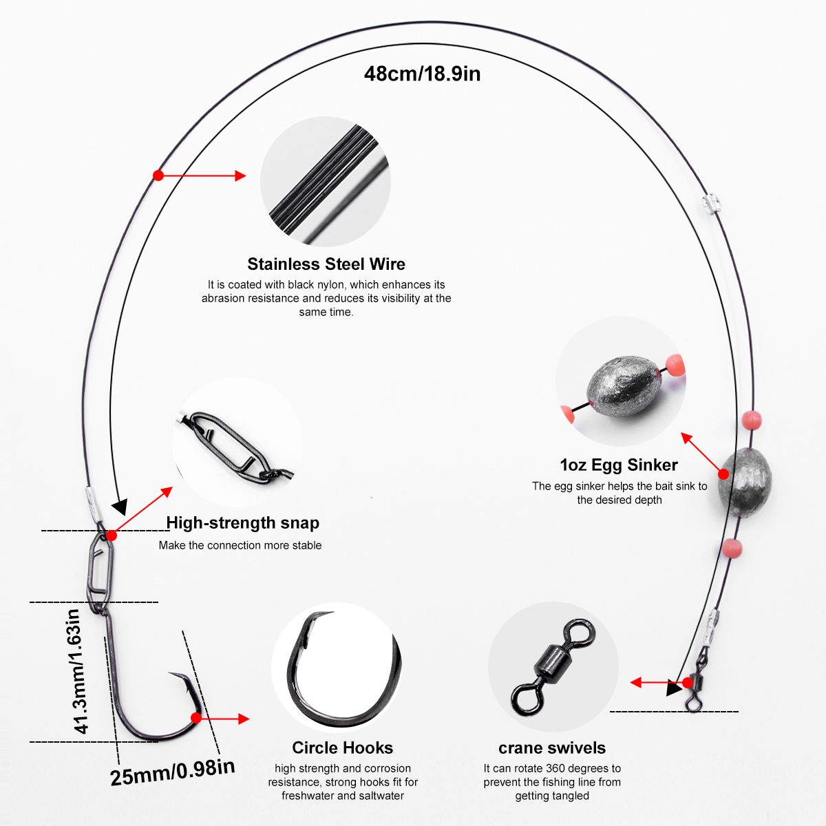 ZYZHE 2pcs Fishing Carolina Ri - Fishing Hook Circle reseña y precio
