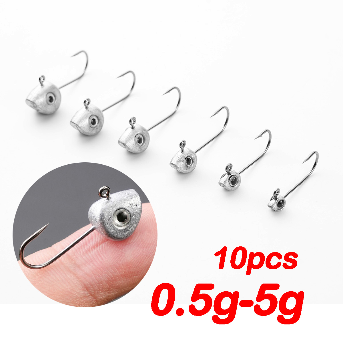 10pcs Mini Jig Head Hook 3D Ey - Fishing Hook Offset reseña y precio