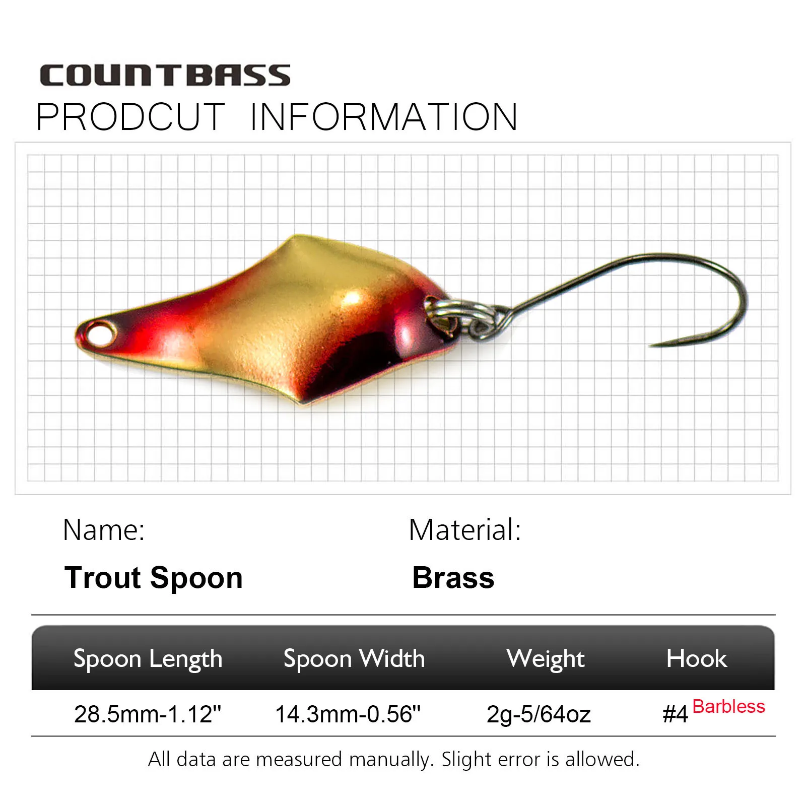 COUNTBASS 5/64oz 2g Casting Sp - Fishing Hook Barbless reseña y precio