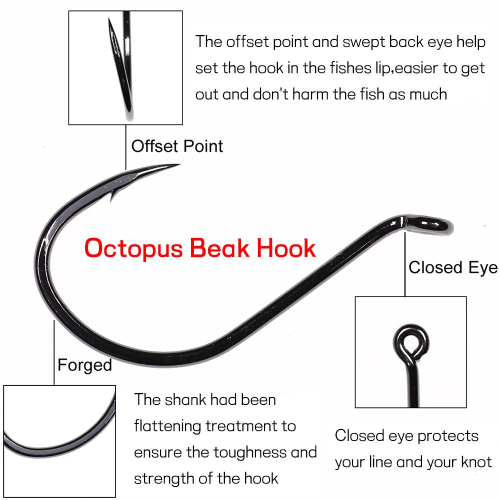 Bimoo 20pcs Offset Octopus Bea - Fishing Hook Barbless reseña y precio