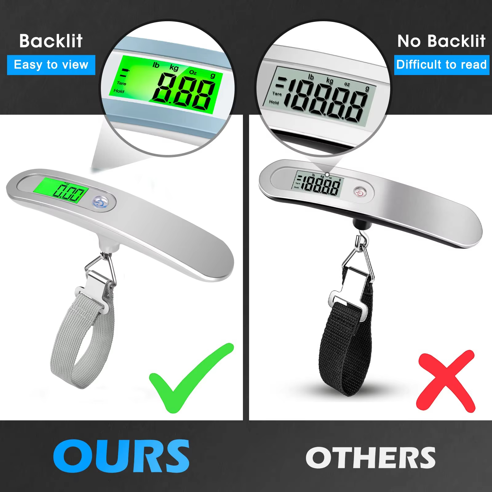 Portable Scale Digital LCD Dis - Fishing Hook Stainless Steel reseña y precio