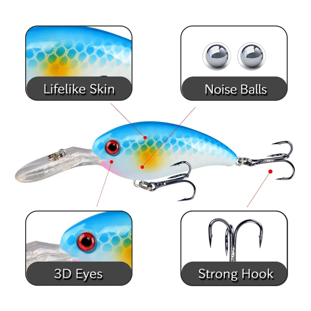 7Pcs Crankbait Fishing Lure Fl - Fishing Hook Treble reseña y precio