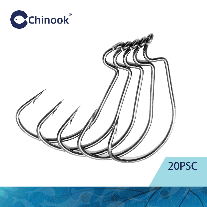 Chinook 20pcs Wide worm Texan  - Fishing Hook Offset reseña y precio
