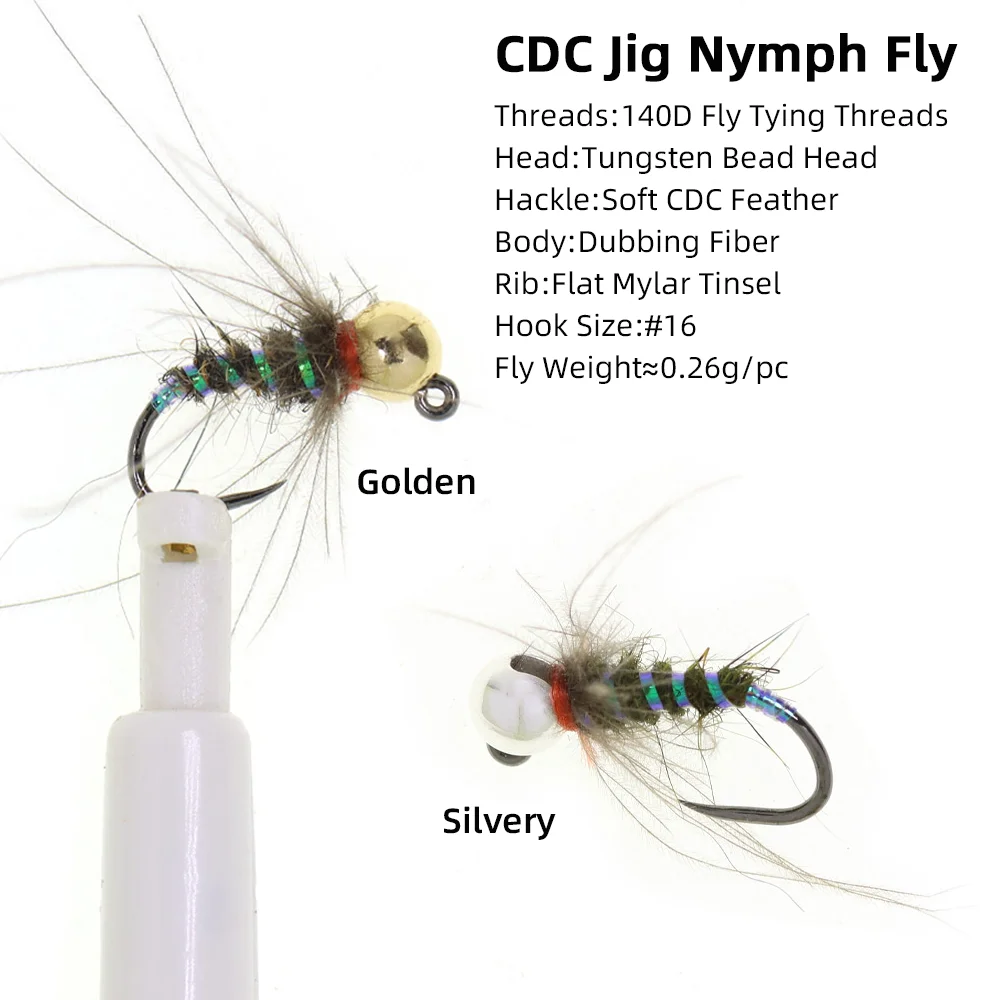 4pcs #16 Tungsten Beadhead CDC - Fishing Hook Barbless reseña y precio