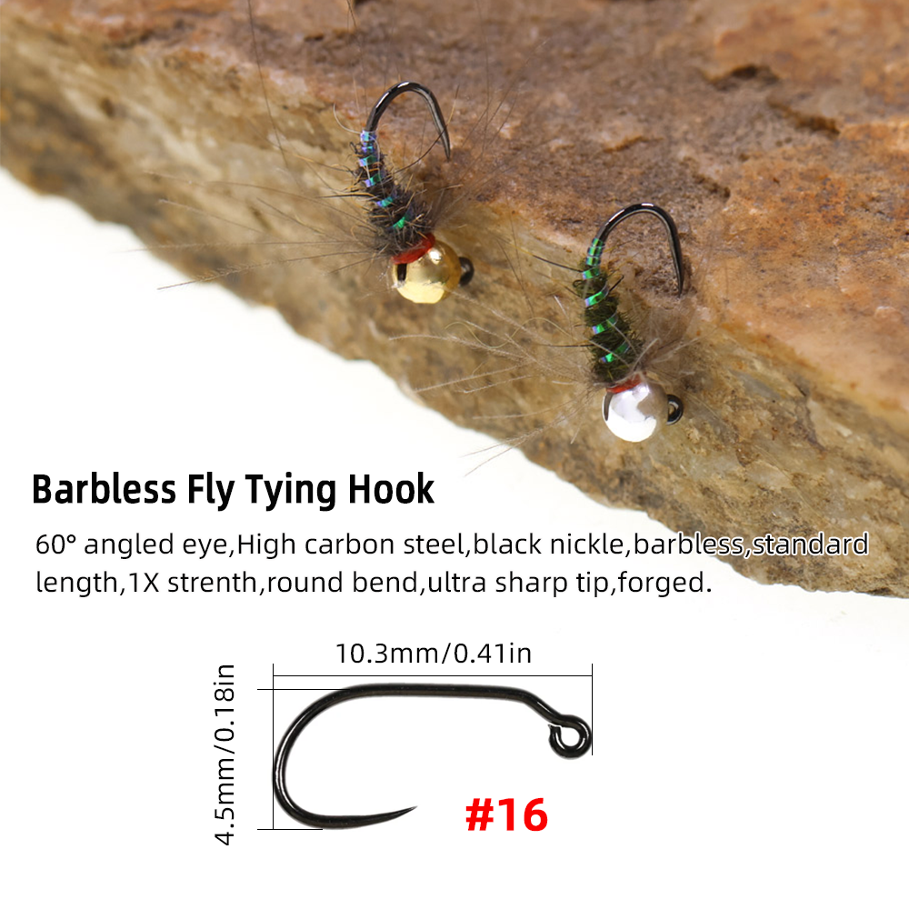 4pcs #16 Tungsten Beadhead CDC - Fishing Hook Barbless reseña y precio