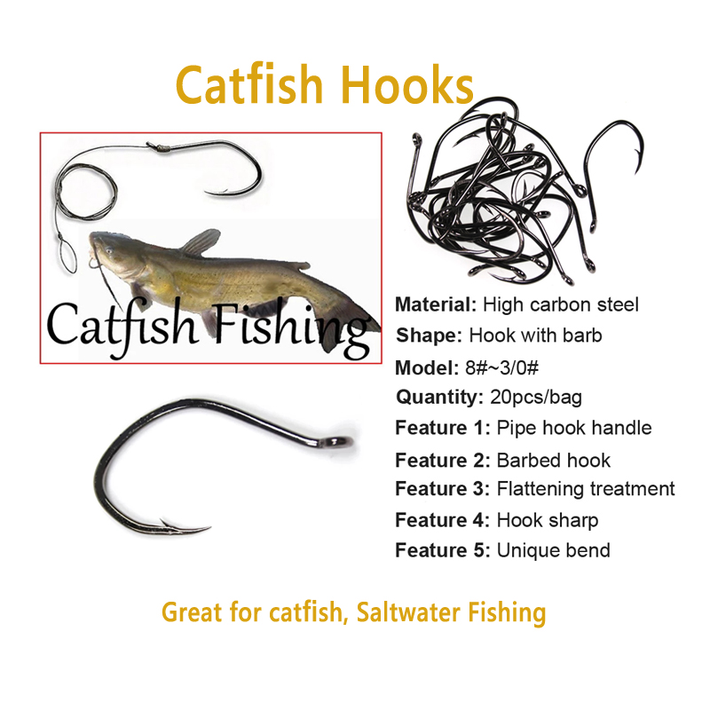 Wifreo 20pcs V Shape Catfish H - Fishing Hook Offset reseña y precio