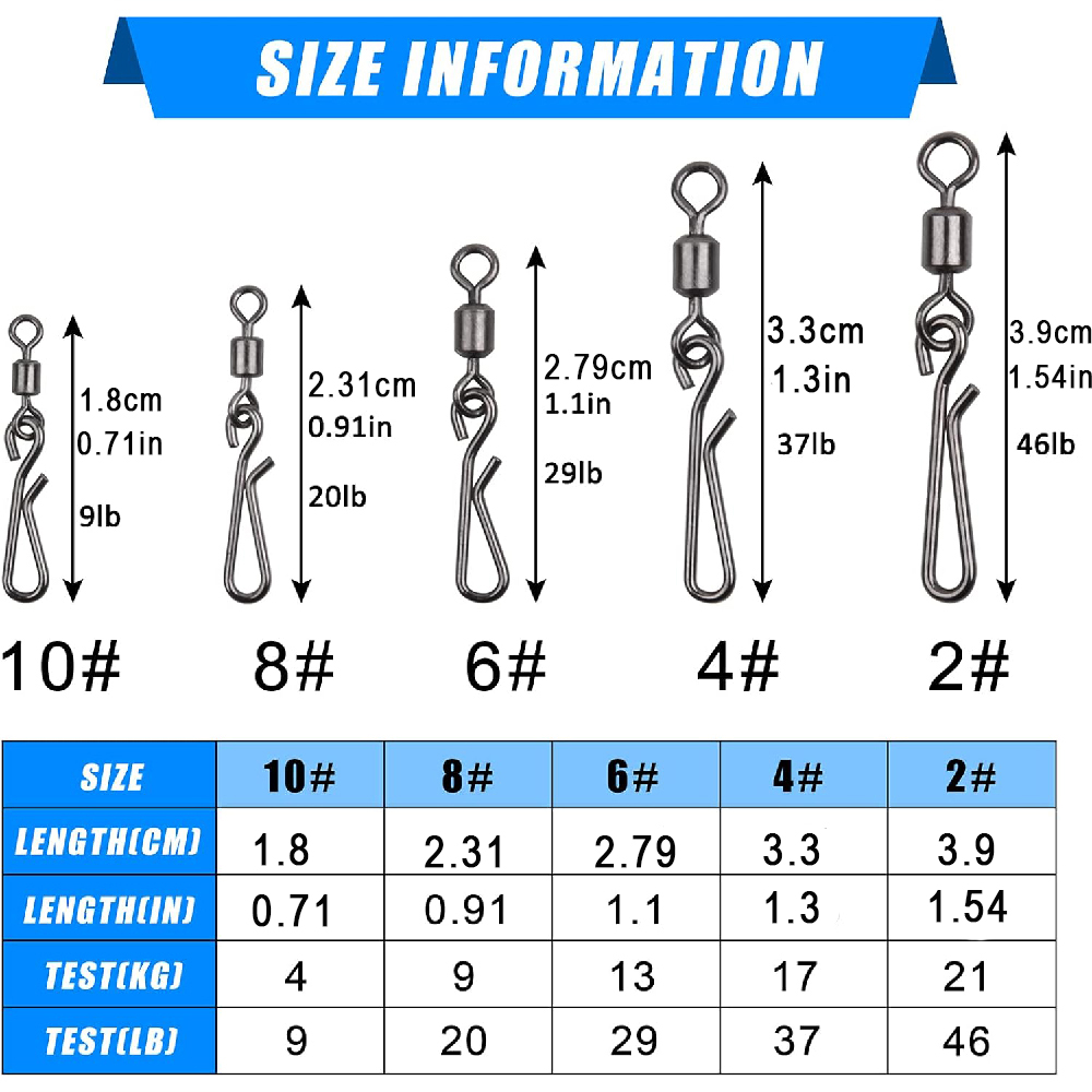30Pcs swivels and snap for fis - Fishing Hook Stainless Steel reseña y precio