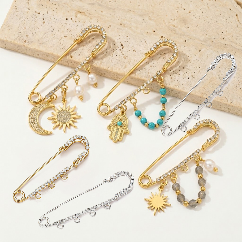 5pcs Rhinestone Charms Safety  - Fishing Hook Size reseña y precio