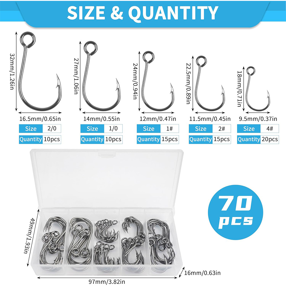 70Pcs Fishing Inline Single Ho - Fishing Hook Circle reseña y precio