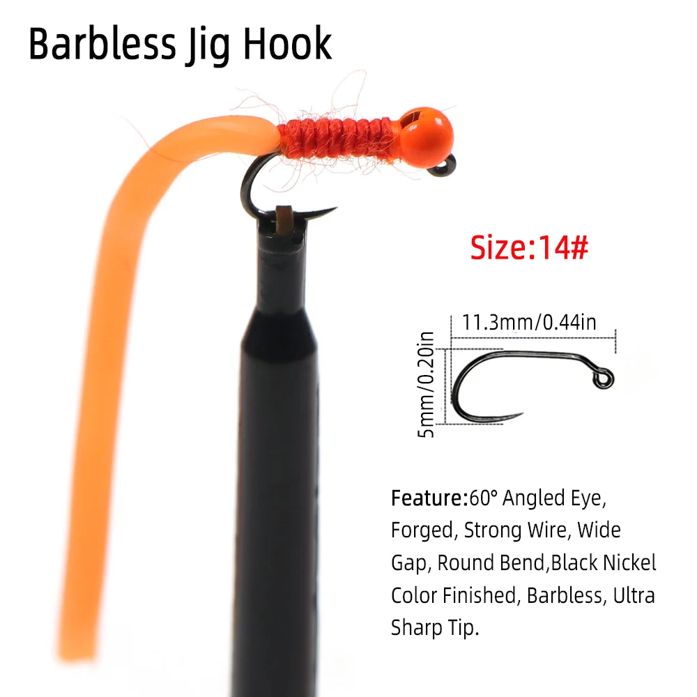 4pcs #14 Tungsten Bead Head Sq - Fishing Hook Barbless reseña y precio