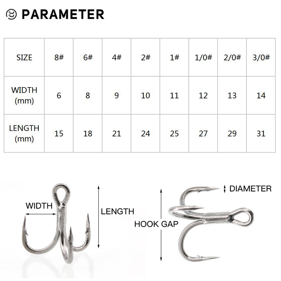 6X Fishing Treble Hook 10Pcs T - Fishing Hook Barbless reseña y precio