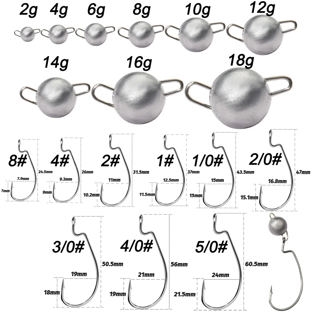 5Pcs Metal Jig Head Worm Hooks - Fishing Hook Weedless reseña y precio