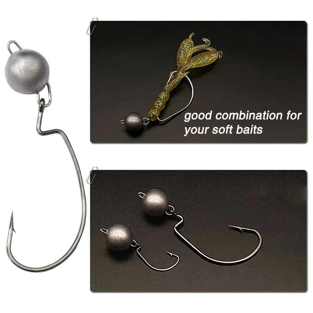 5Pcs Metal Jig Head Worm Hooks - Fishing Hook Weedless reseña y precio