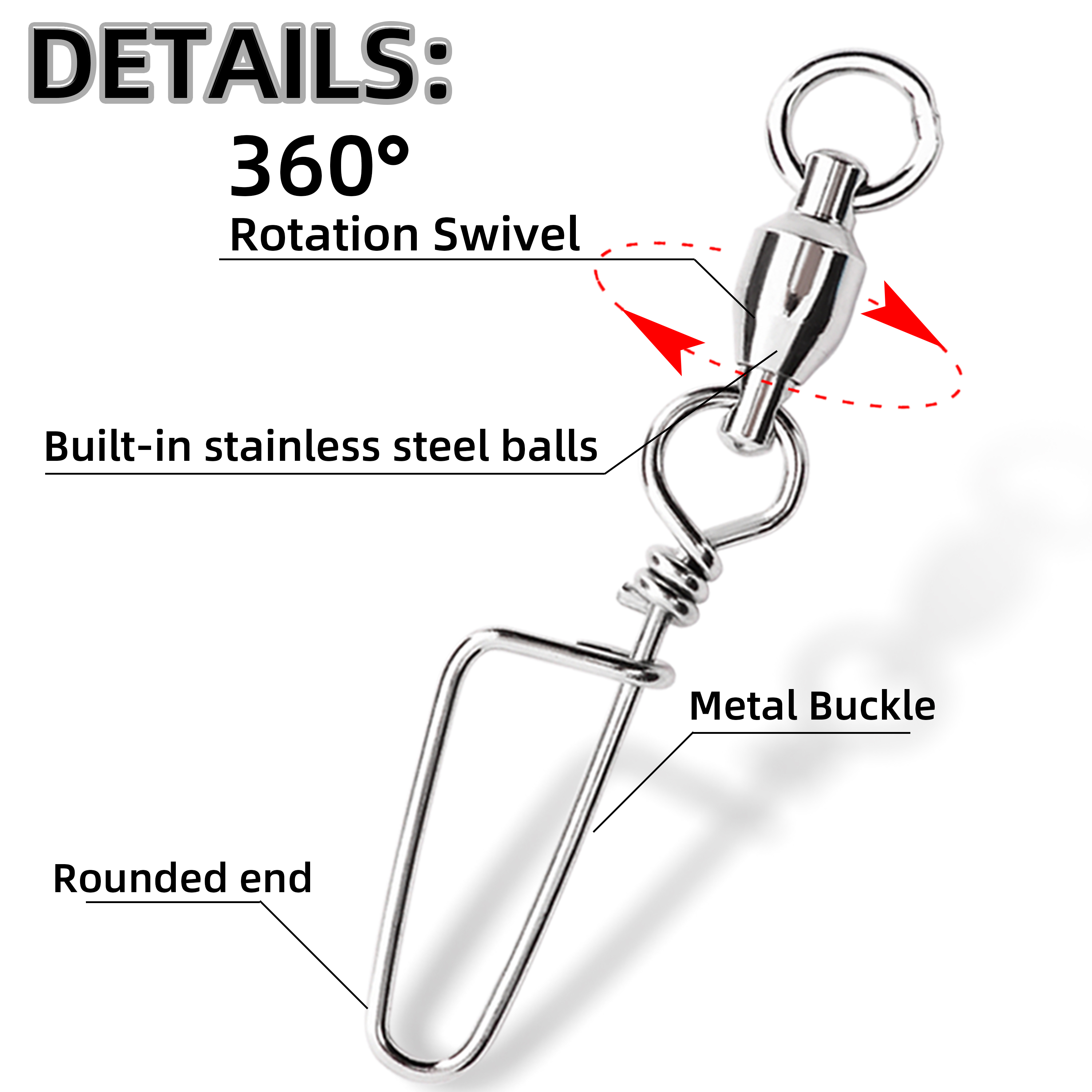 50pcs Fishing Ball Bearing Swi - Fishing Hook Stainless Steel reseña y precio