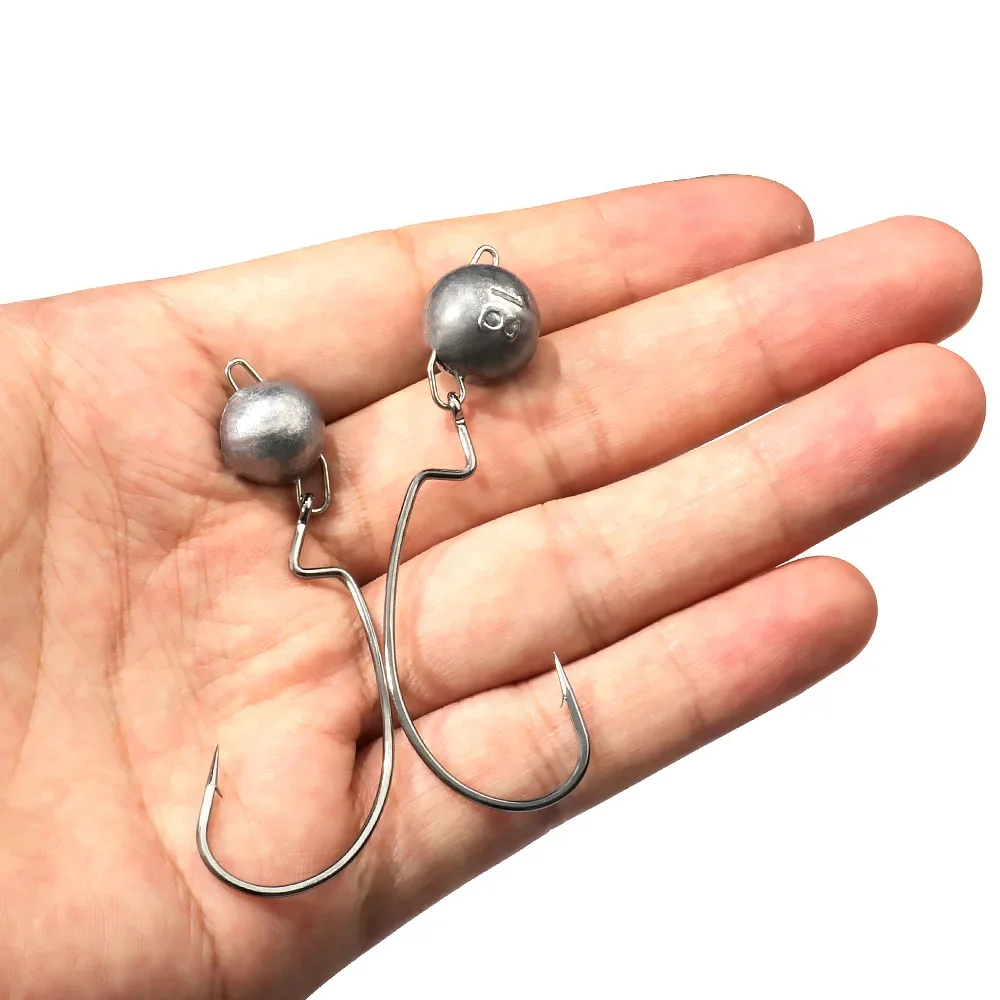 5pcs Metal Jig Head Worm Hooks - Fishing Hook Weedless reseña y precio