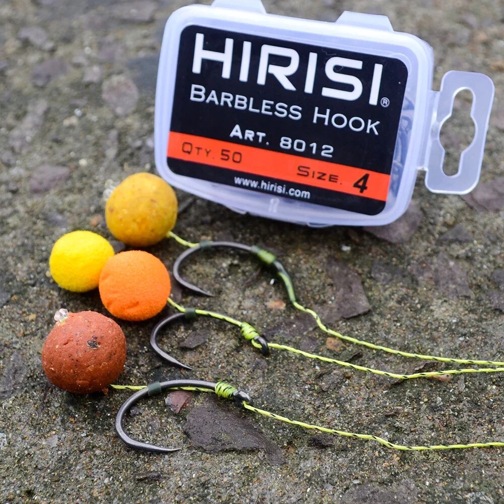 Hirisi 50pcs Coating High Carb - Fishing Hook Barbless reseña y precio