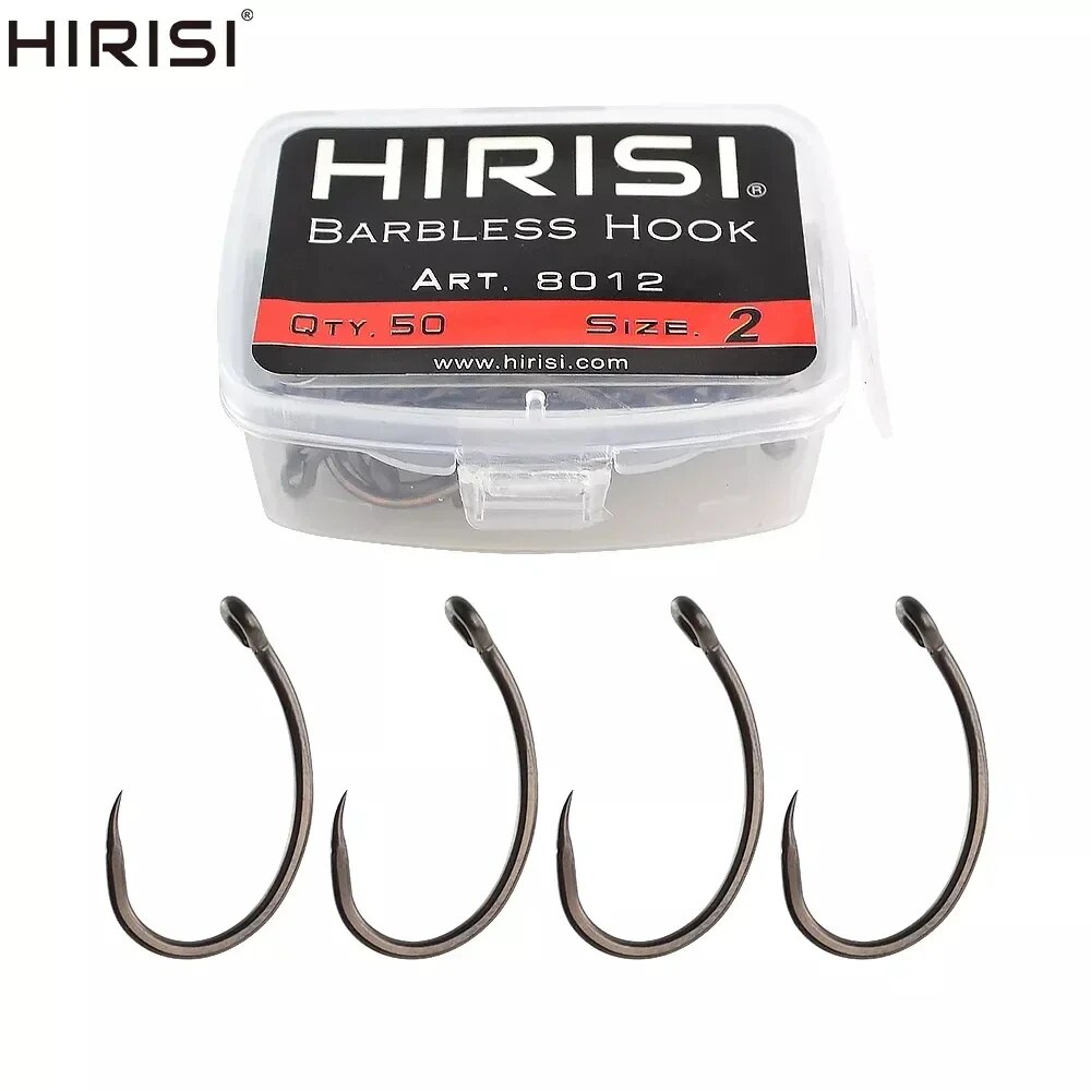 Hirisi 50pcs Coating High Carb - Fishing Hook Barbless reseña y precio