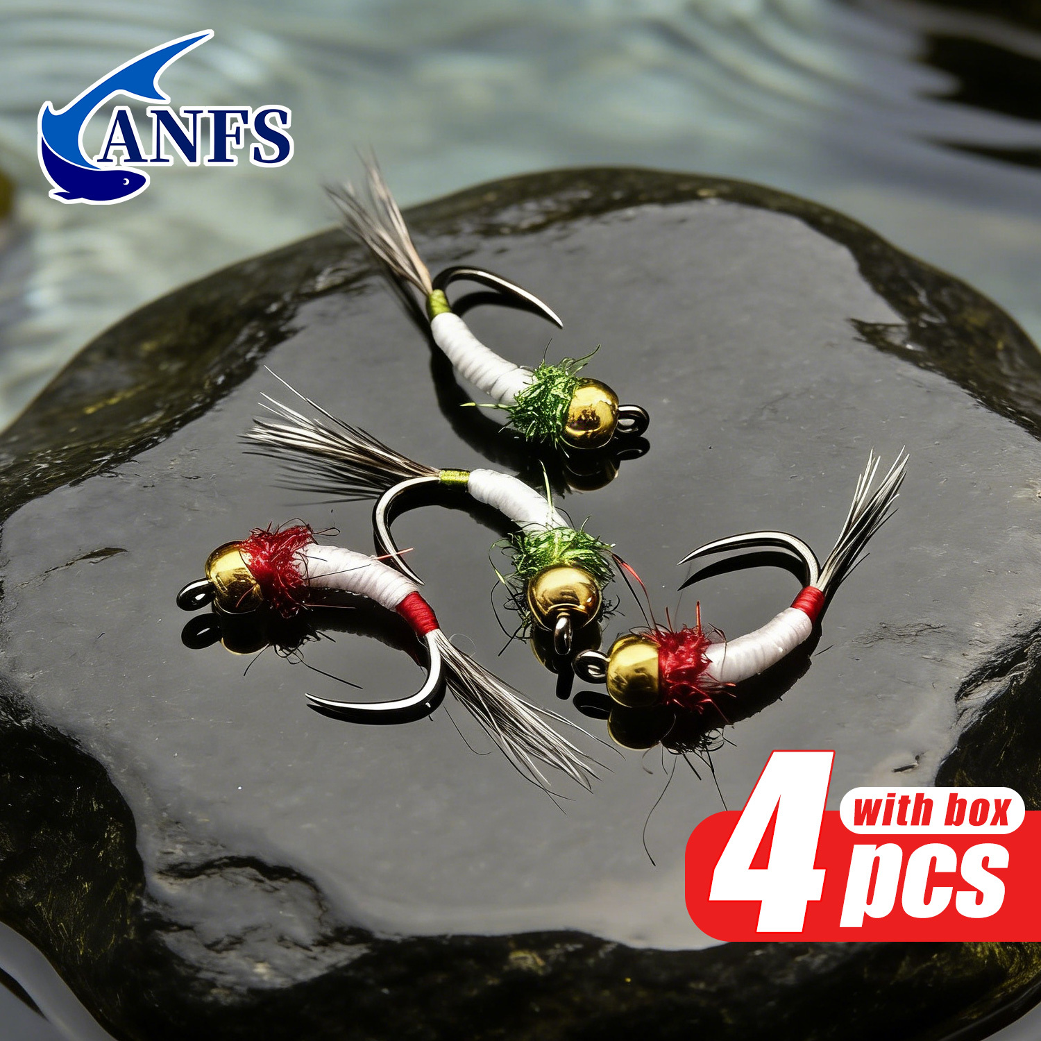 ANFS 4pcs Midge Nymph Flies As - Fishing Hook Assortment reseña y precio